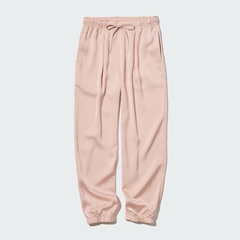 UNIQLO Satin Drape Jogger Pants in pink!